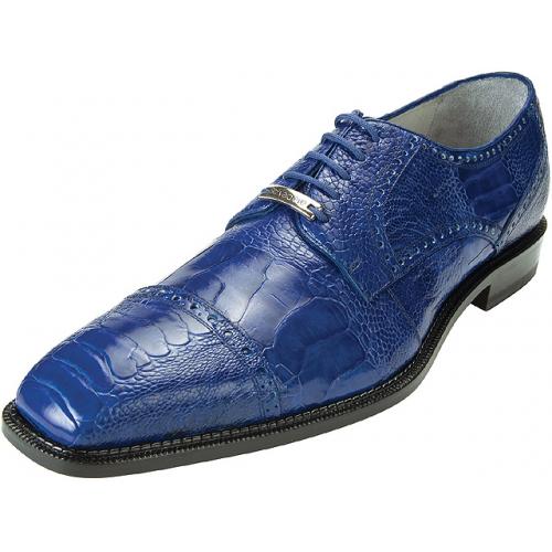 Belvedere "Lucca" Royal Blue All-Over Genuine Ostrich Shoes